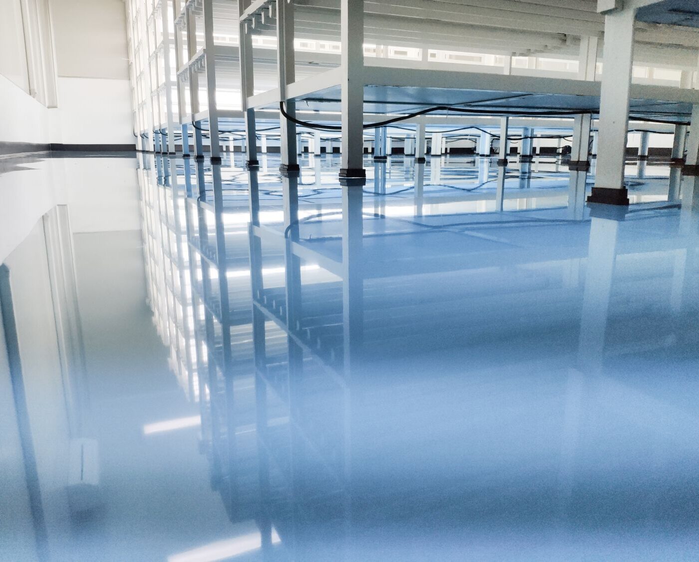 blue epoxy resin floor