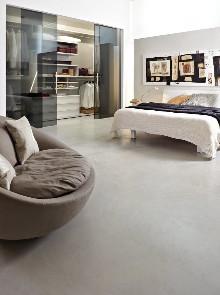 bedroom concrete flooring