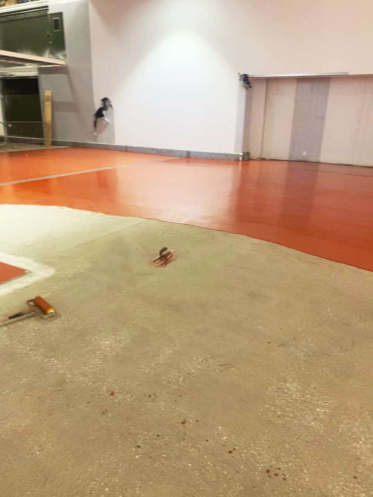 red resin flooring application
