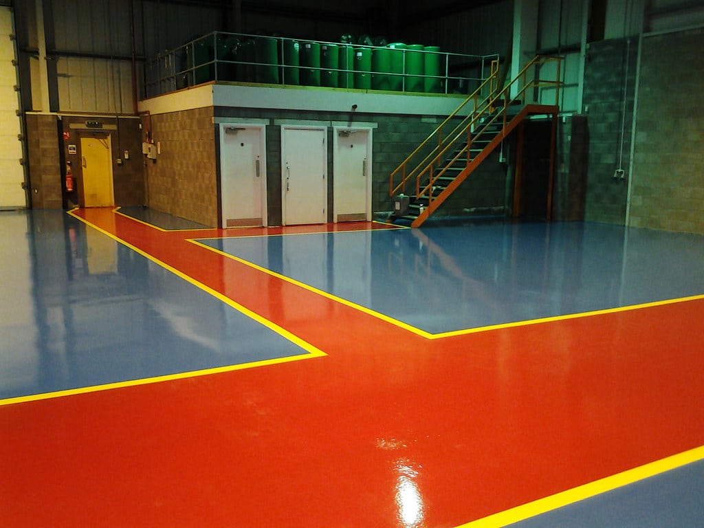 colour coded resin floor in industrial space