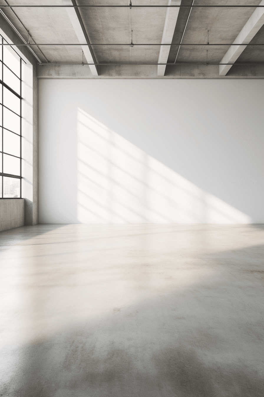 a light and airy modern space with concrete floors and large windows
